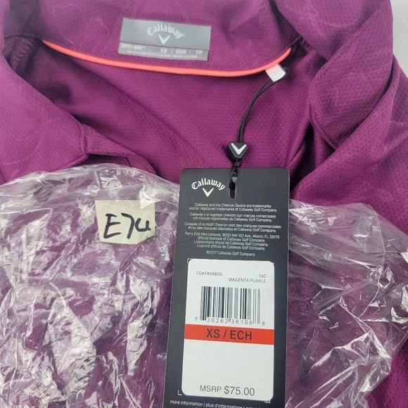 NWT Callaway Magenta purple floral embossed vneck Opti-dry polo XS - Picture 8 of 10